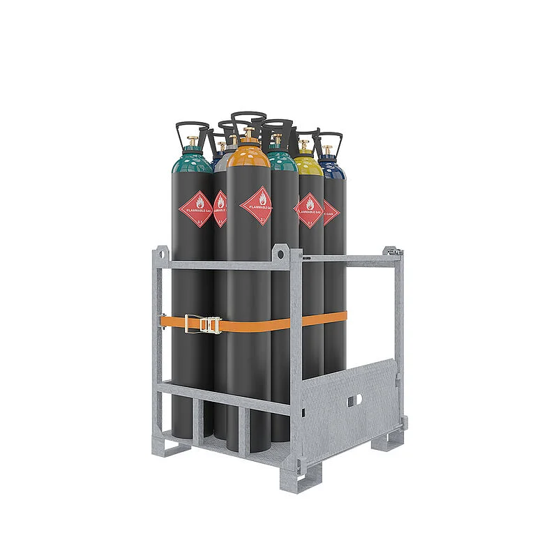 Contenitore zincato porta bombole con pedana