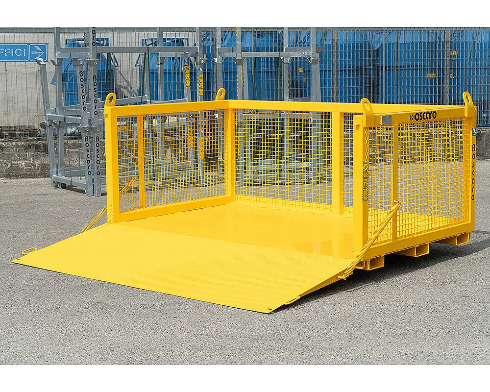 Cesta con rampa per la movimentazione materiale