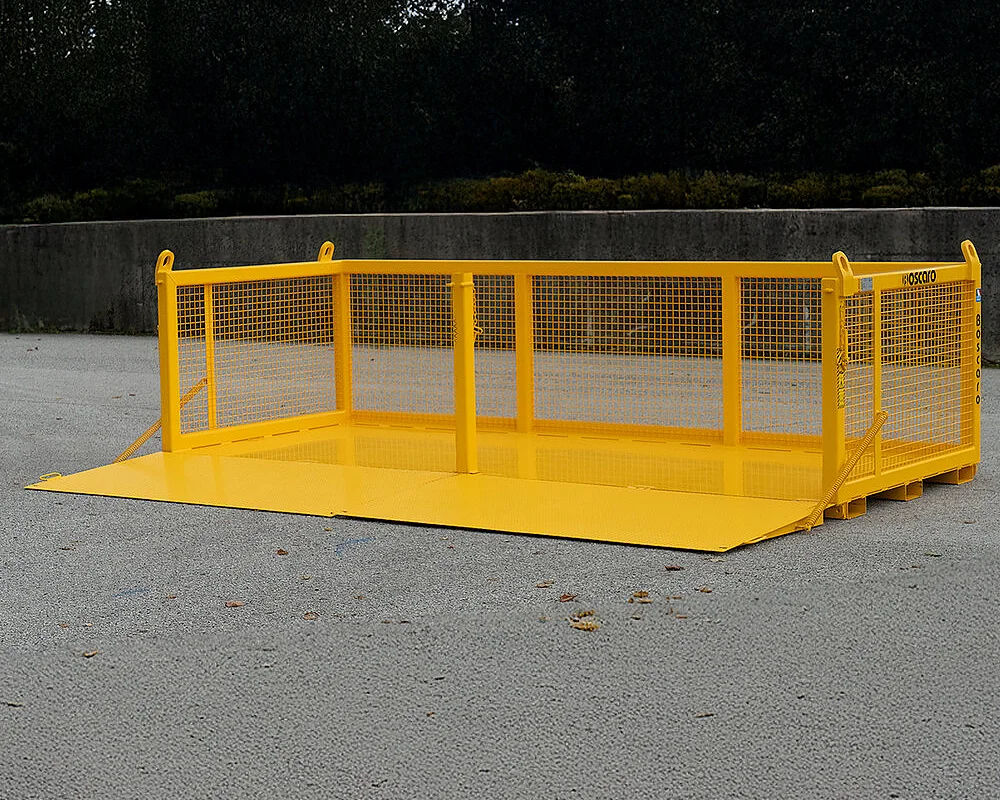 Cesta con rampa per la movimentazione materiale